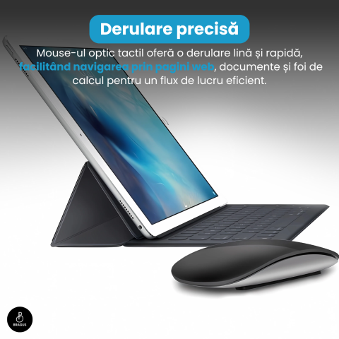 Mouse Wireless cu Gesturi, BRAGUS, Reincarcabil USB-C, Ultra Subtire, 1600 dpi, 68gr, Mouse Touch cu Gesturi, Silentios, Design Elegant, Compact, Mouse fara fir, Compatibil cu Laptop, Telefon, Tableta [13]