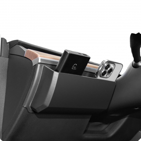 Organizator auto BRAGUS®, pentru bord, langa volan, cu 2 compartimente pentru depozitare, compatibil Tesla Model 3/Y 2021-2023, din plastic, negru [3]