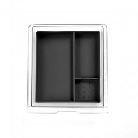 Tesla Model 3 Highland - Organizator auto BRAGUS®, pentru consola centrala Tesla, cu 3 compartimente pentru depozitare, compatibil Model 3 Highland, din plastic, negru