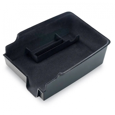 Tesla Model 3 2021-2023 - Organizator auto pentru consola centrala Tesla, cu 3 compartimente pentru depozitare, sub cotiera, compatibil Model 3/Y 2021-2023, material textil, BRAGUS®, negru