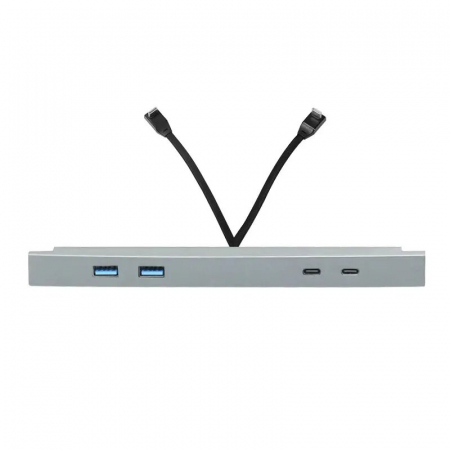 Tesla Model 3 2021-2023 - Panou extensie cu 4 porturi, 2xUSB A si 2xUSB C, fara lumina ambientala, compatibil Tesla Model 3, Tesla Model Y, 2021-2023, integrat in consola centrala, BRAGUS®, Gri