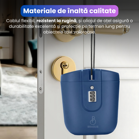 Seif Portabil Tip Geanta, Ideal pentru Calatorie, Cod din 3 Cifre, Seif Secret, Cablu Retractabil din Otel, Spatiu Generos, Seif Antifurt Portabil, Seif Plaja, Voiaj, Geanta Antifurt Rezistenta la Apa [3]