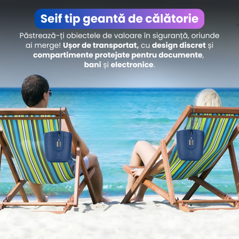 Seif Portabil Tip Geanta, Ideal pentru Calatorie, Cod din 3 Cifre, Seif Secret, Cablu Retractabil din Otel, Spatiu Generos, Seif Antifurt Portabil, Seif Plaja, Voiaj, Geanta Antifurt Rezistenta la Apa [1]
