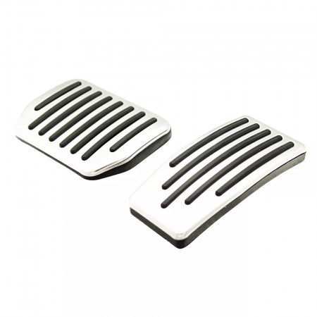 Tesla Model 3 Highland - Set 2 ornamente din aluminiu pentru pedale, compatibil cu Tesla Model 3/Y, 2021-2024, Model 3 Highland, anti-alunecare, cu striatii din cauciuc solid, BRAGUS®, gri