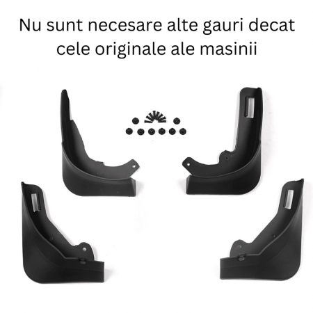 Set 4 aparatori noroi pentru Tesla Model Y, clipsuri pentru instalare incluse, fata si spate, din plastic, BRAGUS®, negre [1]