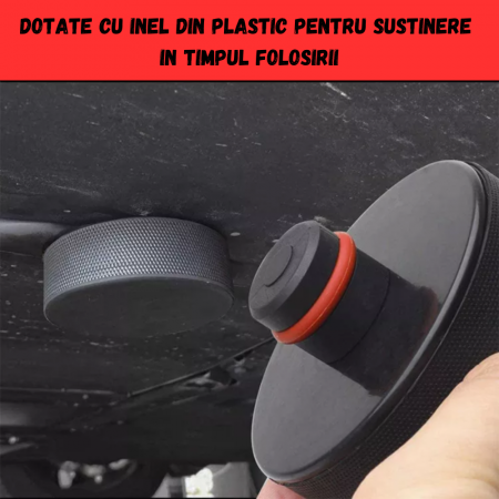 Set 4 pucuri din cauciuc compatibile Tesla Model 3/Y/S/X, pentru ridicarea masinii pe cric sau elevator, cu inel din plastic pentru sustinere, geanta pentru depozitare inclusa, BRAGUS®, negre [2]