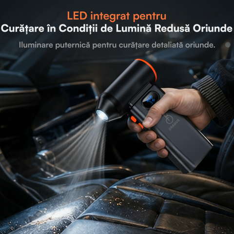 Suflanta Aer Comprimat, Portabila, Turbo 110000 RPM, 3 Trepte de Viteza, Baterie 5200 mAh, Lumina LED, Pana la 60 Minute Utilizare, Reincarcabila USB-C, Motor Brushless 100W, Pentru Curte sau Masina [6]