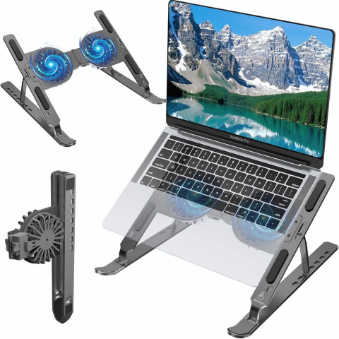 Accesorii IT & C - Suport pliabil pentru laptop, C9 Pro, BRAGUS, ventilatoare duble, 2 viteze, iluminare RBG, compatibil cu laptopuri pana la 17 inch, 7 niveluri de reglare, protectie anti-zgarieturi, pliabil