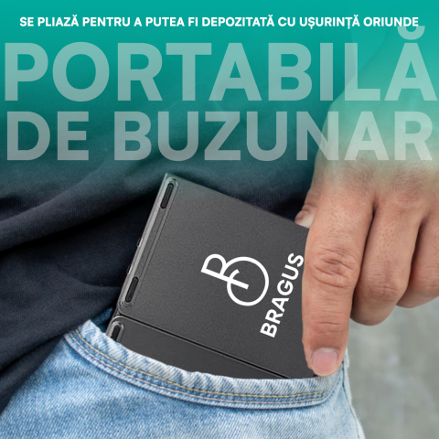 Tastatura Wireless Pliabila, Ultra Subtire, Portabila, Reincarcabila USB-C, Touch Pad cu 2 click- uri, Pliabila in 3 sectiuni, Bluetooth 5.0, Compatibila Android, iOS, Smart TV, Tableta, PC, 200g [6]