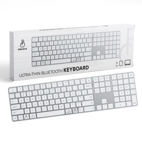 Tastatura Wireless Reincarcabila, Bluetooth 5.2, 500mAh, Ultra Subtire, Aluminiu, Click Scissor Switch, Conectare pe 3 Dispozitive, Compatibila PC, Windows, Mac, iOS, Android, Type- C, 495g [0]