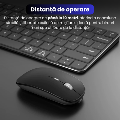 Tastatura Wireless Reincarcabila, BRAGUS, Bluetooth 5.1, USB, 500mAh, Ultra Subtire, Aluminiu, Conectare Simultana pe 3 Dispozitive, Compatibila PC, Windows, Mac, iOS, Android, Type-C, 230g [5]
