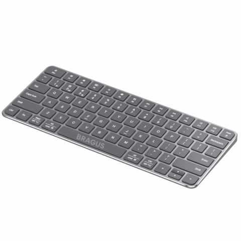 Accesorii IT & C - Tastatura Wireless Reincarcabila, BRAGUS, Bluetooth 5.1, USB, 500mAh, Ultra Subtire, Aluminiu, Conectare Simultana pe 3 Dispozitive, Compatibila PC, Windows, Mac, iOS, Android, Type-C, 230g
