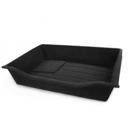 Accesorii Tesla - Tavita auto pentru depozitare BRAGUS®, compatibila cu Tesla Model Y 2021-2024, montare sub scaun, din plastic acoperit cu catifea, neagra