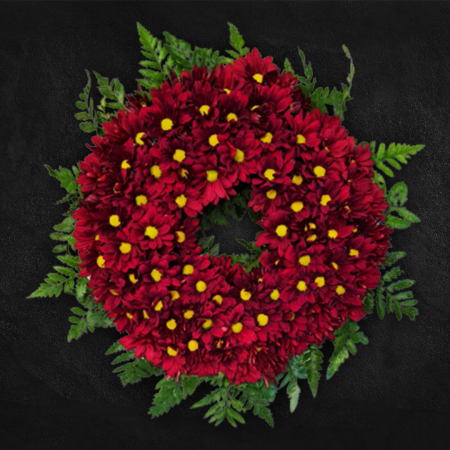 Coroane & Funerare - Coroana Funerara din Crizanteme Rosii