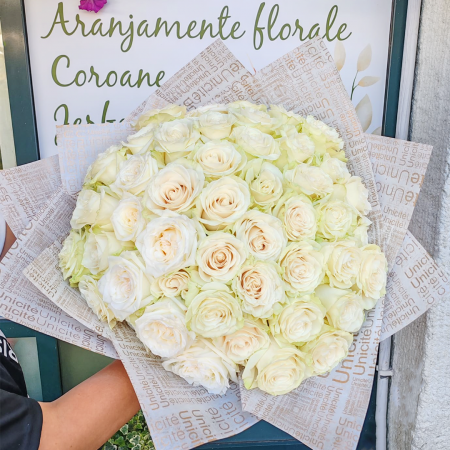 Buchete de Flori - Buchet 51 Trandafiri Albi