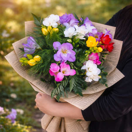 Flori de Sfanta Maria - Buchet cu Frezii Colorate