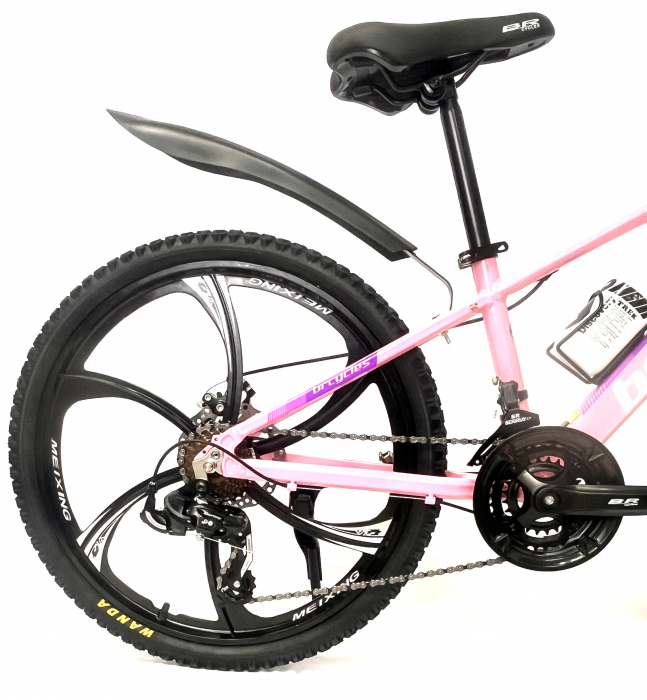 Bicicleta MTB 24″ BR Tornado, cadru Aluminiu, 21 viteze, Roti magnesium cu Shimano, Roz [5]