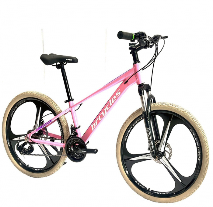 Bicicleta MTB 26″ BR Tornado, cadru Aluminiu, 21 viteze, Roti magnesium cu Shimano, Roz [2]