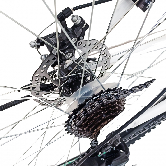 Bicicleta MTB-HT 29" TG Carrier, cadru otel 17', manete secventiale, frane disc, 21 viteze, alb/negru SHIMANO [12]