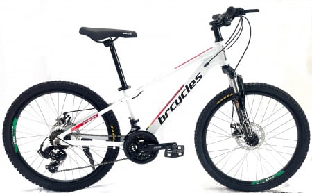 Bicicleta MTB 24'' Cadru din Aluminiu - Bicicleta MTB 24″ BR Tornado , cadru Aluminiu 14″ ,21 viteze, Shimano ,Alb