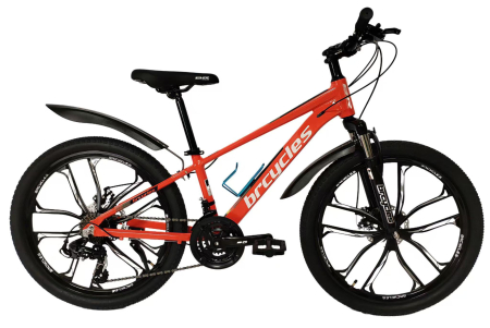 Biciclete - Bicicleta MTB 24″ A2404, cadru OTEL, 21 viteze, Roti magnesium cu Shimano, ROSU