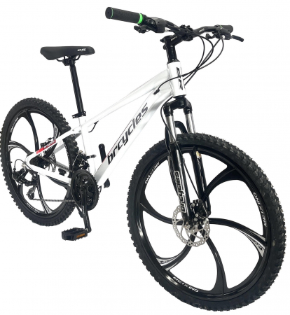 Bicicleta MTB 26'' Cadru din Aluminiu - Bicicleta MTB 26″ BR Tornado, cadru Aluminiu, 21 viteze, Roti magnesium cu Shimano, Alb