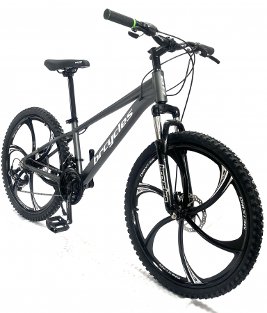Bicicleta MTB 26'' Cadru din Aluminiu - Bicicleta MTB 26″ BR Tornado, cadru Aluminiu, 21 viteze, Roti magnesium cu Shimano, Gri