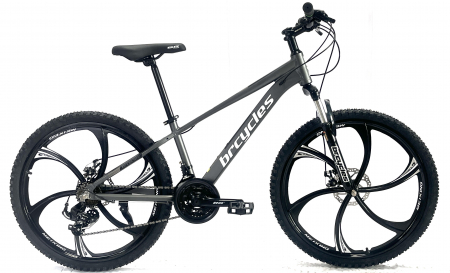 Bicicleta MTB 26″ BR Tornado, cadru Aluminiu, 21 viteze, Roti magnesium cu Shimano, Gri [1]