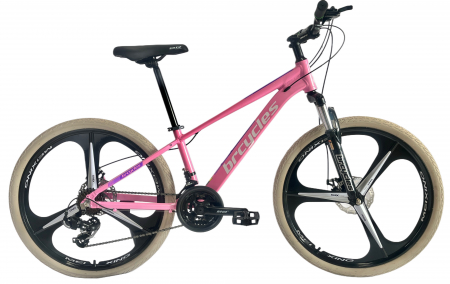 Bicicleta MTB 26'' Cadru din Aluminiu - Bicicleta MTB 26″ BR Tornado, cadru Aluminiu, 21 viteze, Roti magnesium cu Shimano, Roz