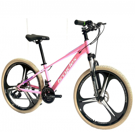 Bicicleta MTB 26″ BR Tornado, cadru Aluminiu, 21 viteze, Roti magnesium cu Shimano, Roz [1]