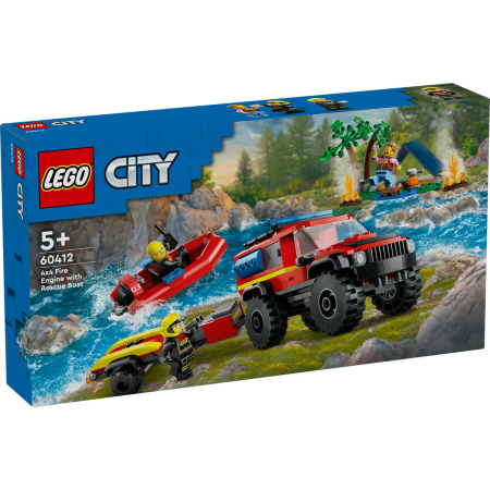 Toate produsele - LEGO® City - Camion 4x4 si barca de pompieri 60412, 301 piese