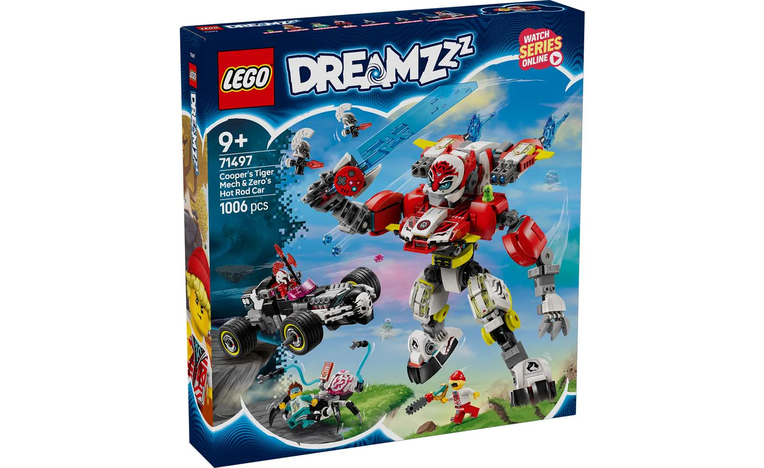 LEGO DREAMZzz - LEGO® DREAMZzz - Robotul tigru al lui Cooper si masina hot rod a lui Zero 71497, 1006 piese