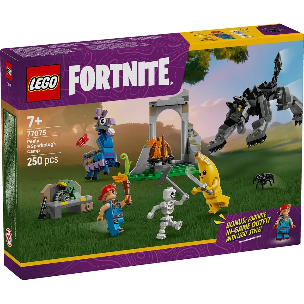 LEGO Fortnite - LEGO® Fortnite® - Tabara lui Peely si Sparkplug 77075, 250 piese