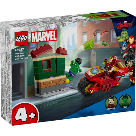 LEGO Marvel Super Heroes - LEGO® Marvel - Iron Man cu motocicleta si Hulk 76287, 68 piese