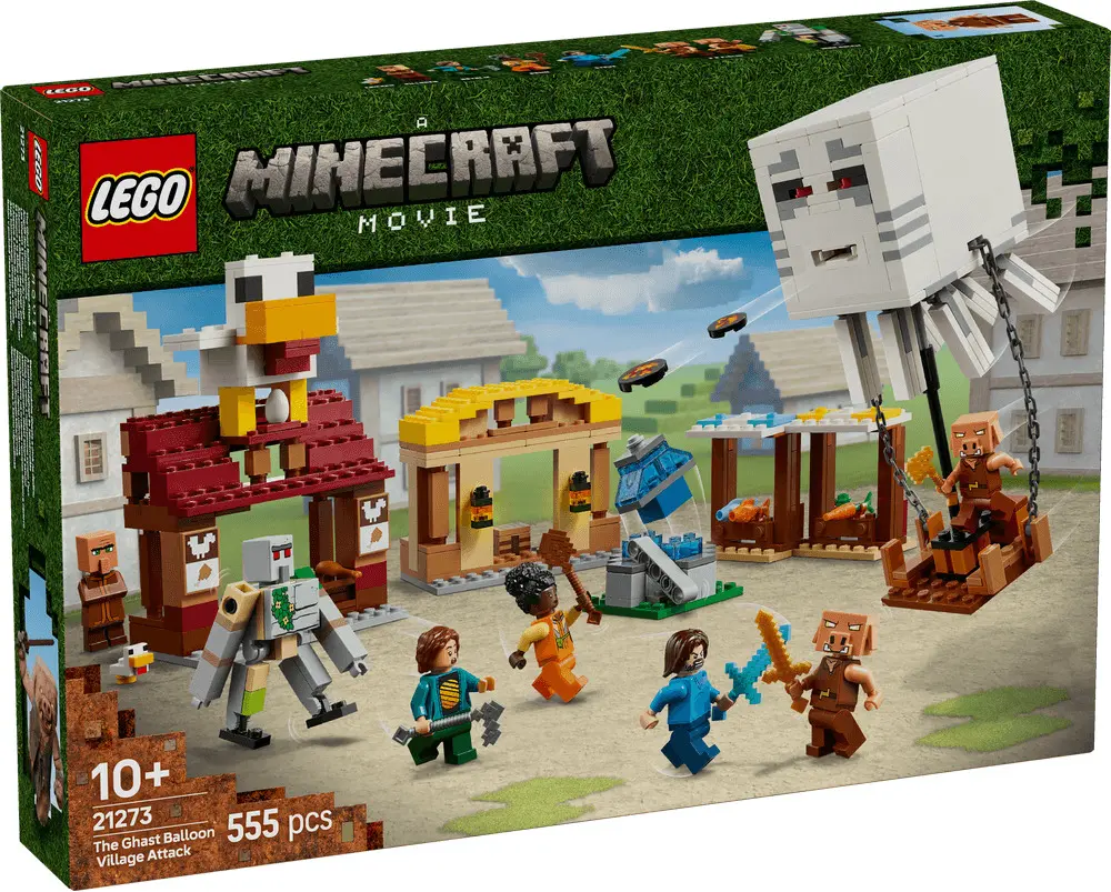 LEGO Minecraft - LEGO® Minecraft™ - Atacul baloanelor Ghast asupra satului 21273, 555 piese