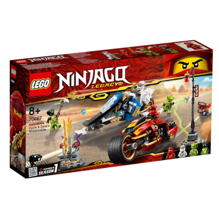 Seturi LEGO Second Hand Certificate - LEGO NINJAGO - Vehiculele lui Kai si Zane - Motociclete Blade si snowmobilul 70667, 376 piese SECOND HAND