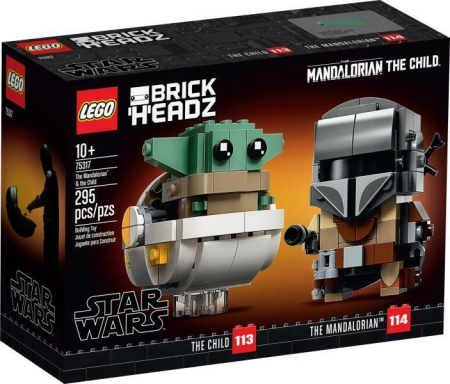 LEGO BrickHeadz - LEGO Star Wars - Mandalorian si Copilul 75317, 295 piese