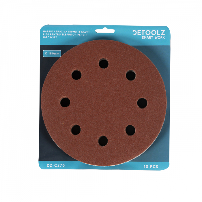 10 csiszolópapírból álló készlet P150 8 lyuk 180mm [4]