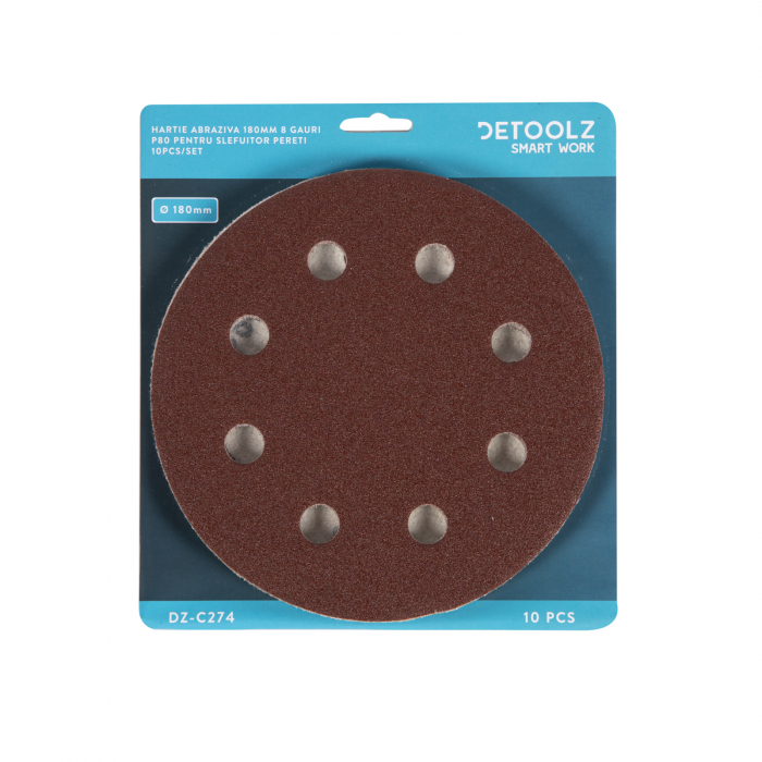 10 csiszolópapírból álló készlet P80 8 lyuk 180mm [4]