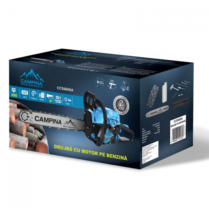 Campina benzines láncfűrész CCS5600A, 52 CC, 3.8 HP, penge 40 cm [2]