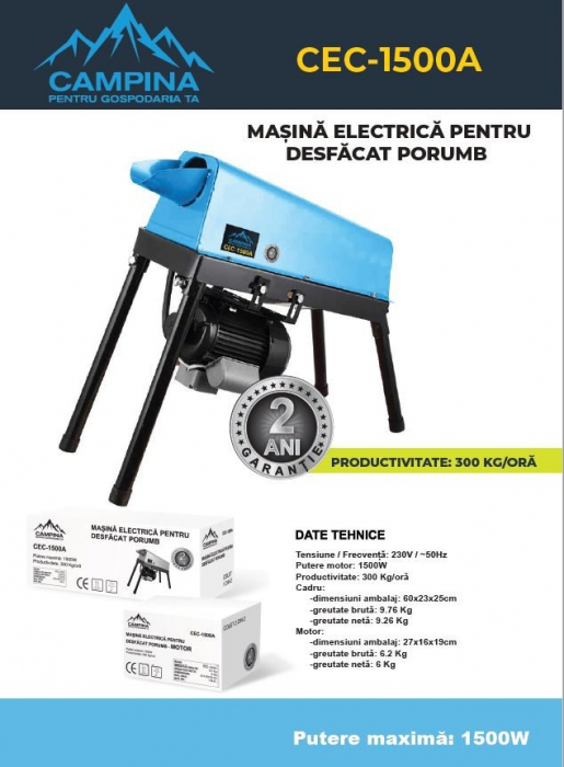 Campina kukoricarúd, 1500 W, 300 kg/h [4]
