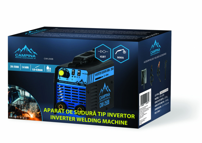 Campina MMA hegesztő inverter, CWI-250B, 250 A, 1,6 - 4 mm [3]