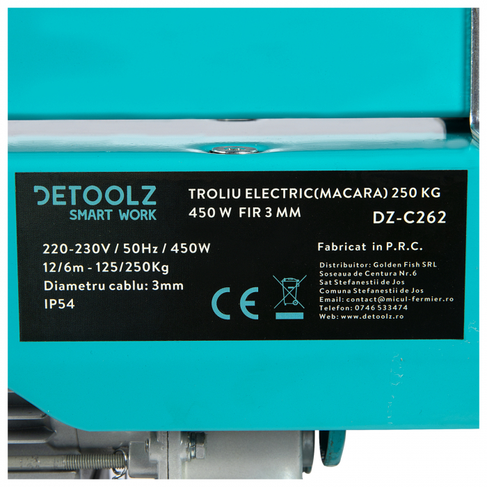 Csörlő (daru) Detoolz 250kg 450W huzal 3mm [4]