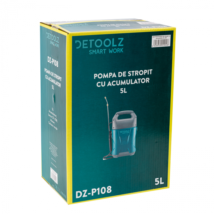 Detoolz akkus szórószivattyú, 5 liter, 2 Ah akkumulátor, 1,6 kg, 38 cm-es lándzsa [5]