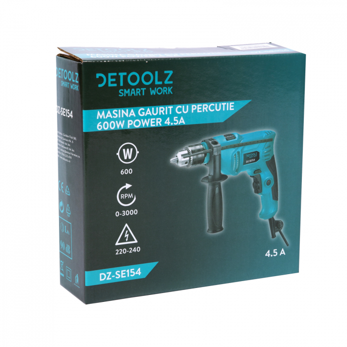 Detoolz fúró és csavarhúzó ütőhangszerekkel 600W teljesítmény 4.5A [8]