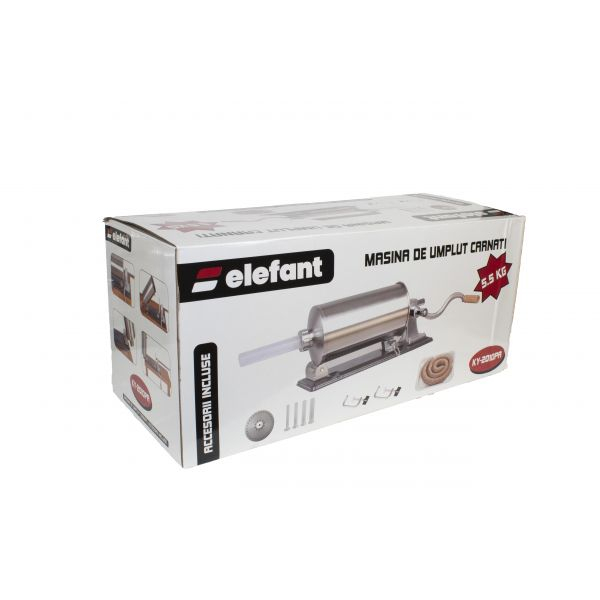 Elefántkolbászgép KY-2010PA, 5,5 kg, fém / rozsdamentes acél, vízszintes / összecsukható + 4 tölcsér, asztali markolat [6]