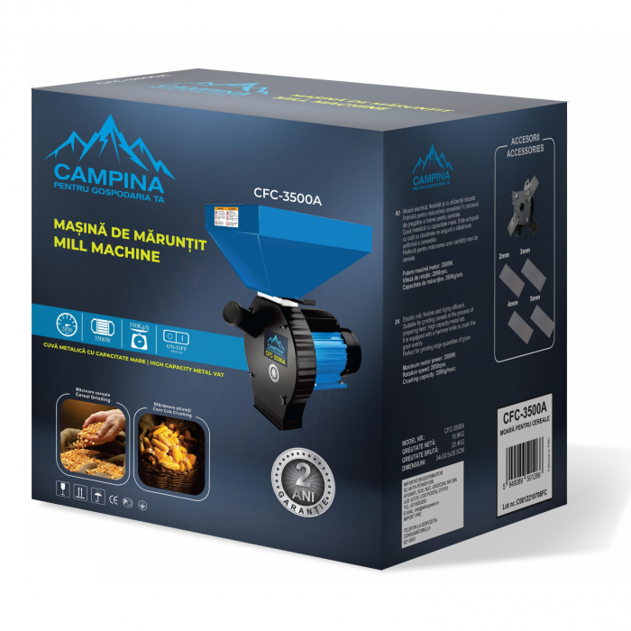 Elektromos malom gabonafélékhez és csövekhez Campina Cuva kanca, 3,5 kW, 350 kg/h [3]