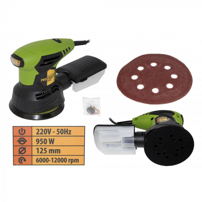 Excentrikus csiszológép ProCraft EX950E, 950 W, 12000 ford./perc, Ø125 mm [2]