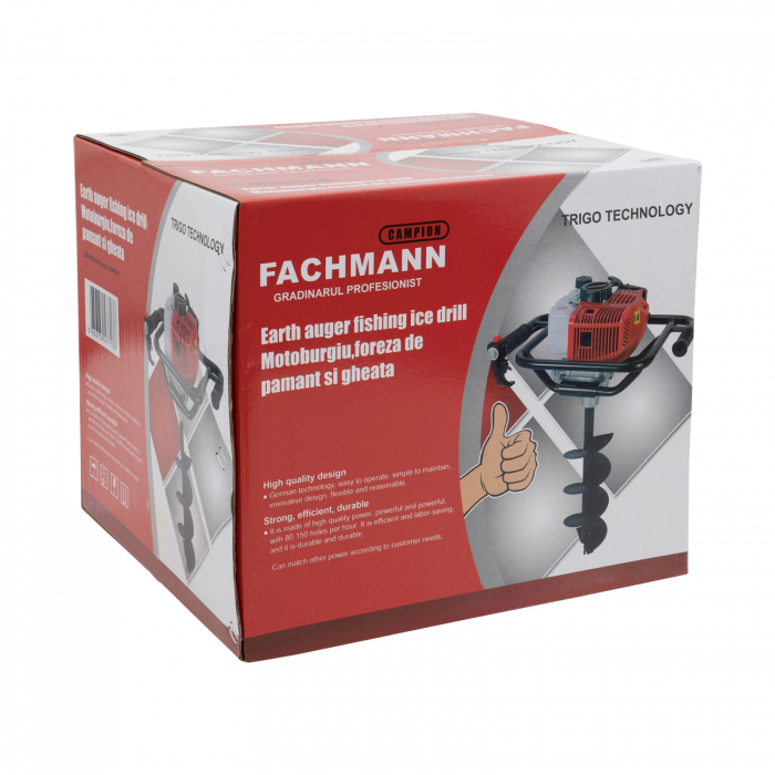 Fachmann Németország 2 ütemű földfúró, 6 LE, 52 CC, 9000 ford./perc, Ø60 - Ø300, fúrószár nélkül [2]