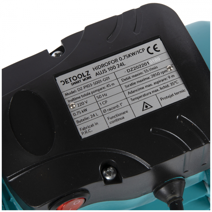 Hidrofor, 24 liter, Detoolz, 0,75kW/1HP AUJET 100B, abszorpció 9 m, magasság 45 m, 3.3 mc/h [8]